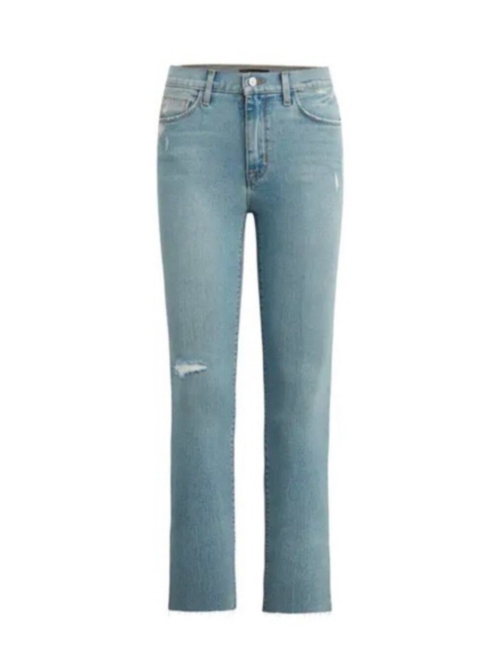 Noa Distressed Mid Rise Straight Ankle Crop Jeans 26